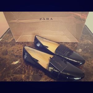 Zara basic black patent flats